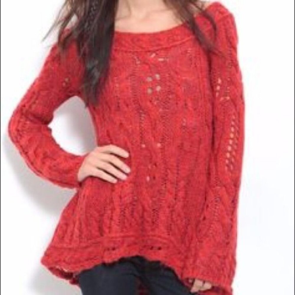 EUC Free People Cable Knit Wool Blend Sweater, sz M